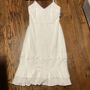 White midi eyelet dress great for brides!